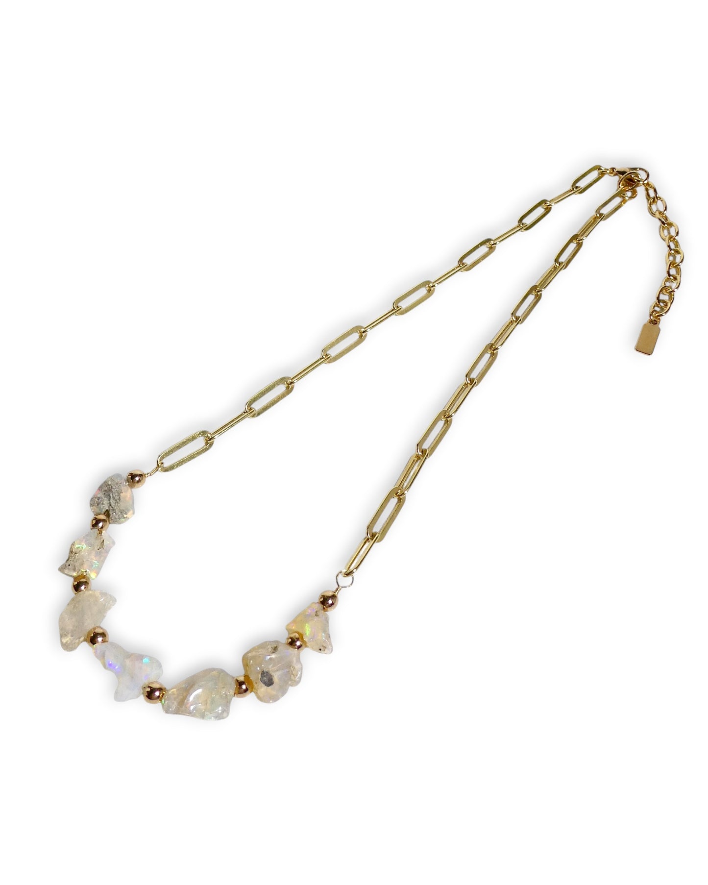 Natural Opal Nugget Paperclip Chain Necklace