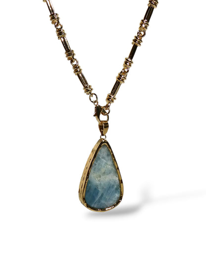 Aquamarine Teardrop Pendant Chain Necklace