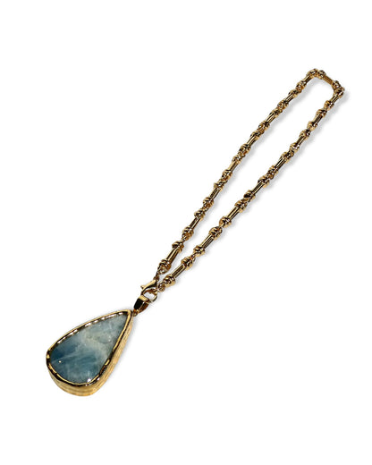 Aquamarine Teardrop Pendant Chain Necklace