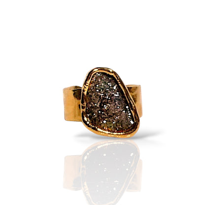 Dark Brown Druzy Adjustable Ring