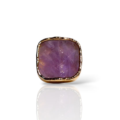 Square-Cut Natural Amethyst Statement Ring