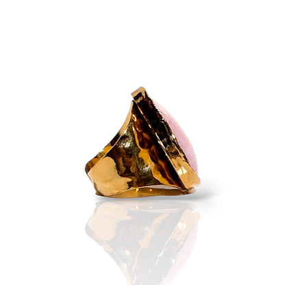 Natural Pink Opal Teardrop Ring