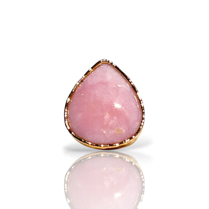 Natural Pink Opal Teardrop Ring