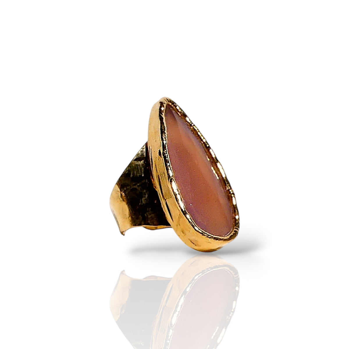 Natural Carnelian Elongated Teardrop Statement Ring