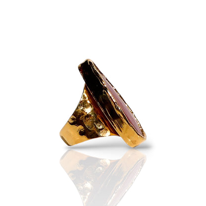 Natural Carnelian Elongated Teardrop Statement Ring