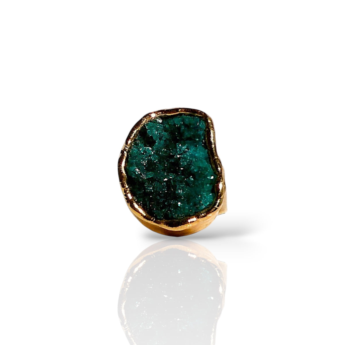 Natural Dioptase Crystal Statement Ring