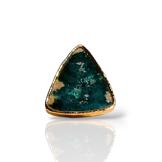 Natural Dioptase Triangle Statement Ring
