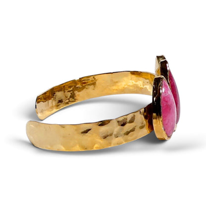 Natural Ruby Teardrop Cuff Bracelet