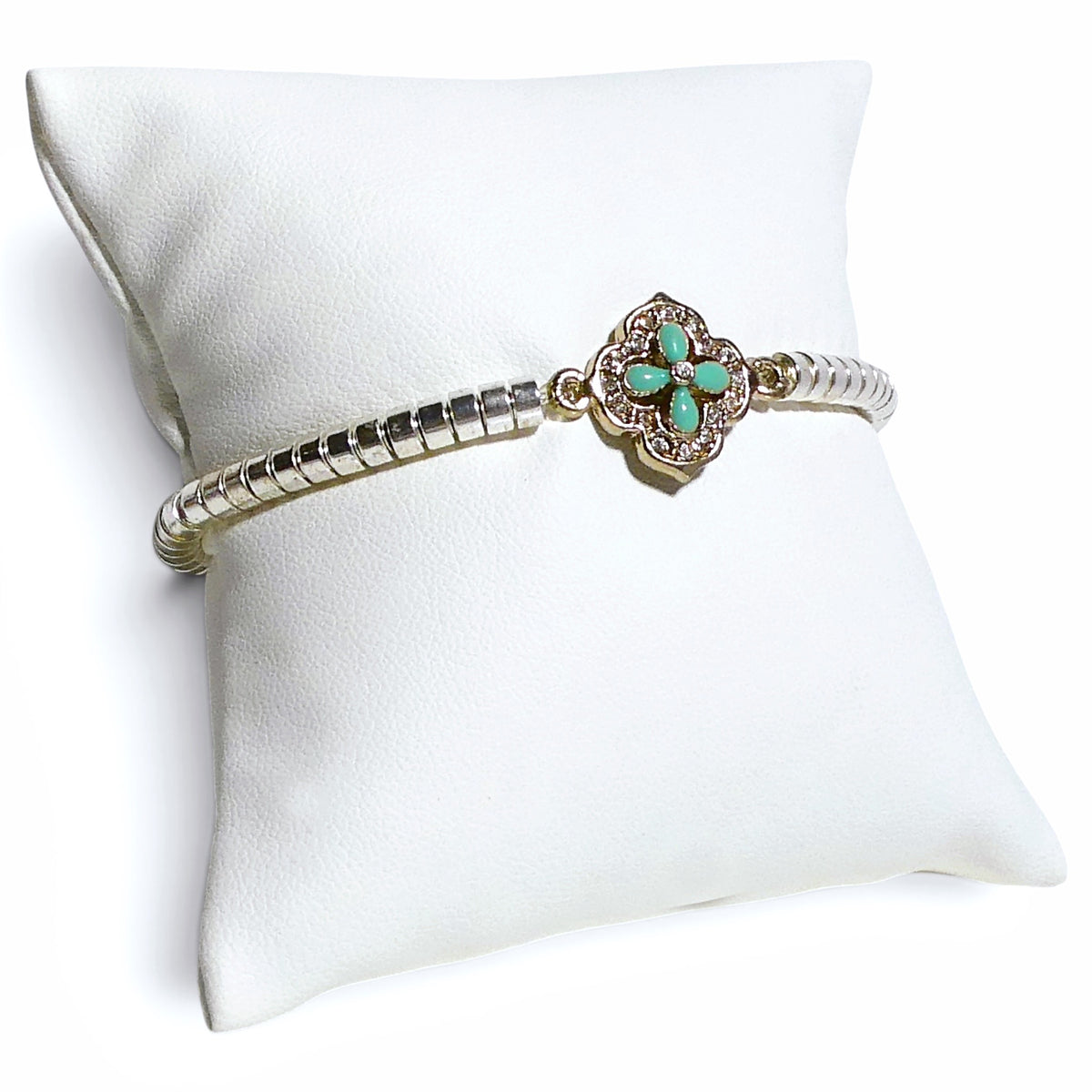 Hematite Clover Stretch Bracelet