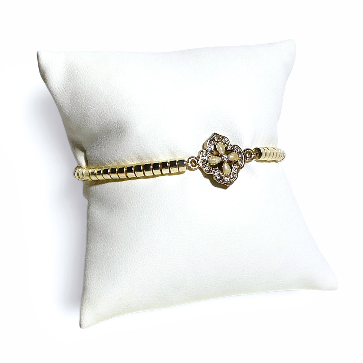 Hematite Clover Stretch Bracelet