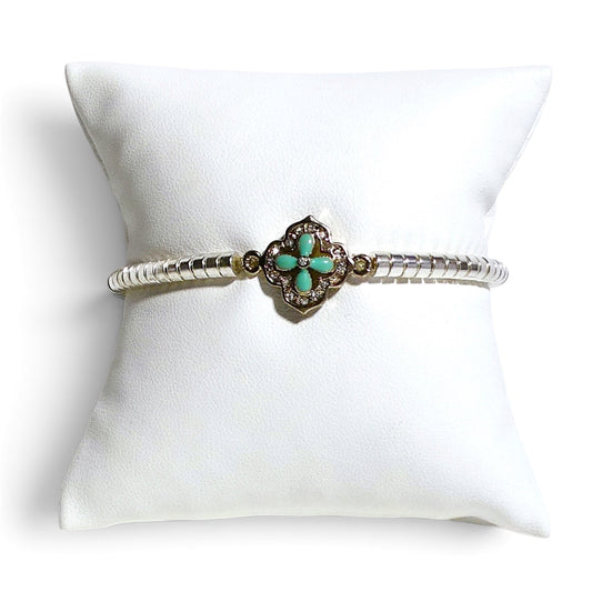 Hematite Clover Stretch Bracelet