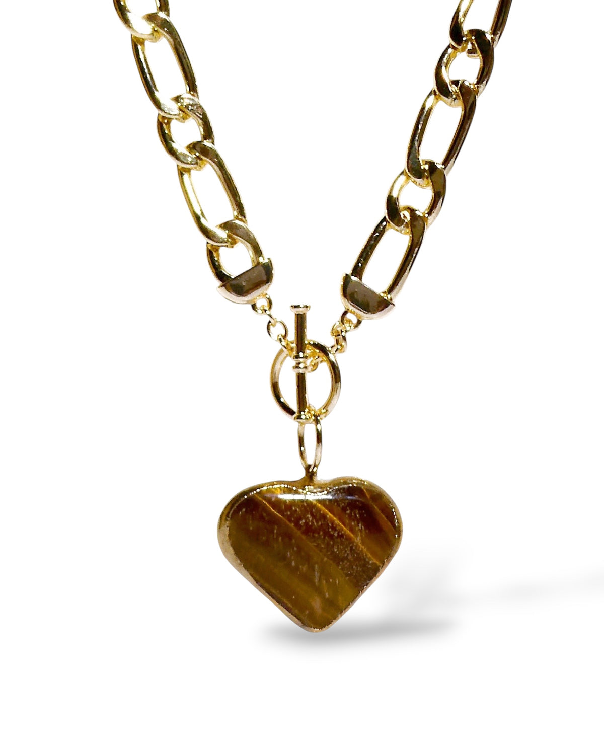 Tiger’s Eye Heart Toggle Chain Necklace