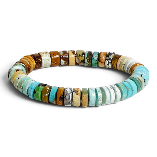 Natural Turquoise Beaded Stretch Bracelet