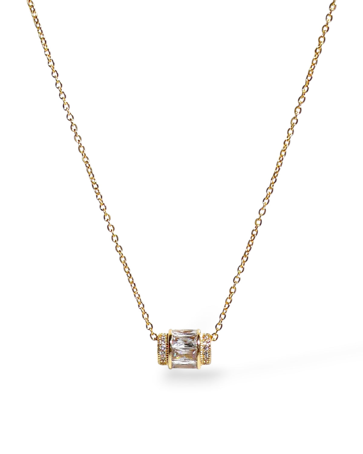 Crystal Baguette Rondelle Necklace
