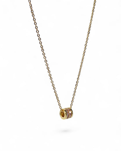 Pink Crystal Barrel Pendant Necklace