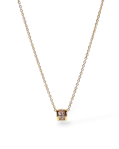 Pink Crystal Barrel Pendant Necklace