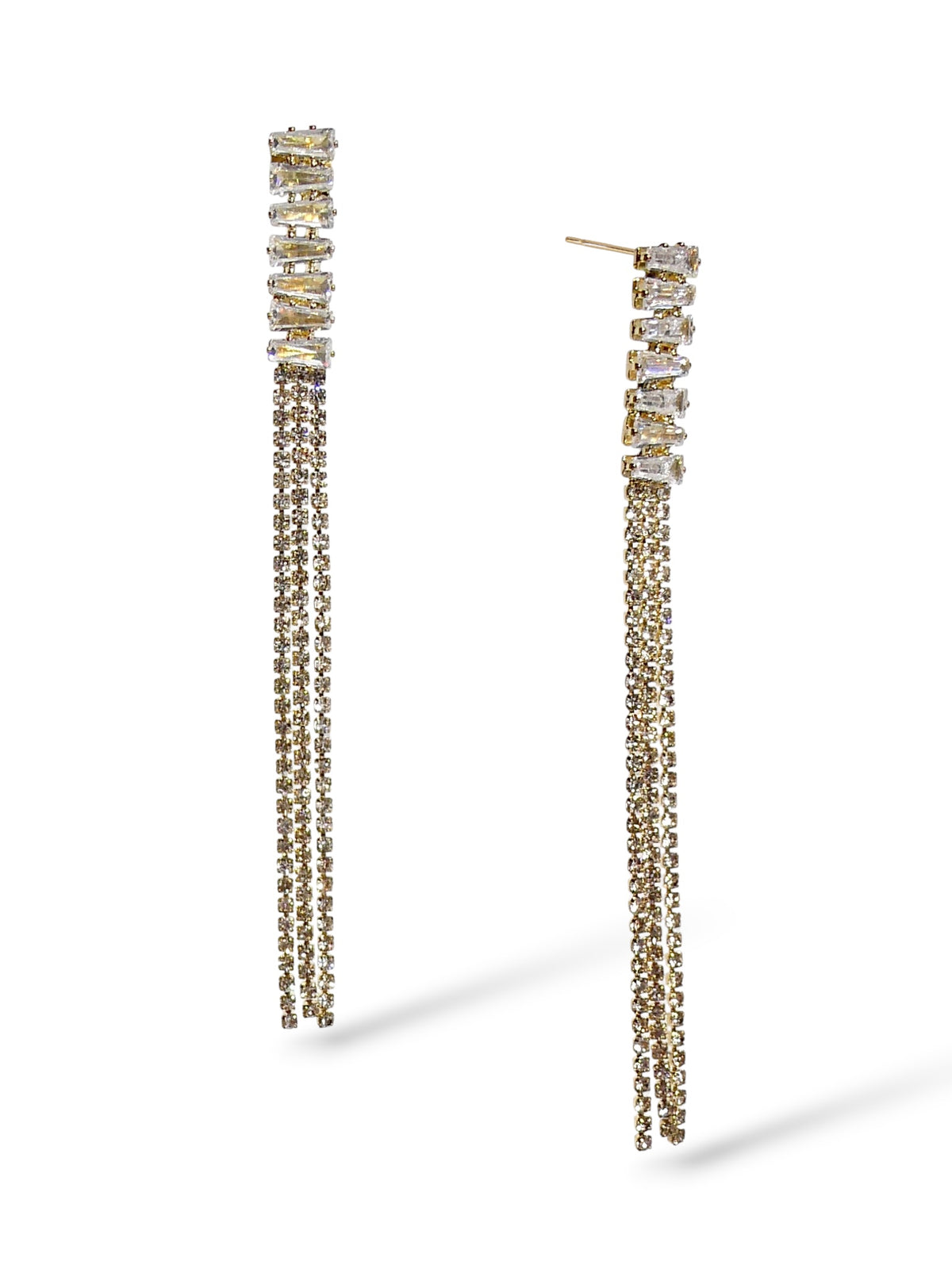 Baguette Crystal Fringe Earrings
