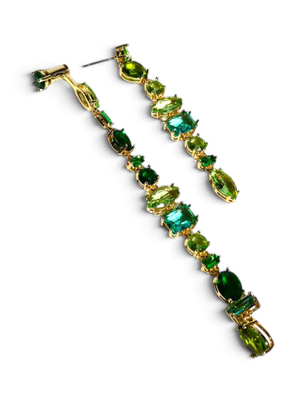 Mixed Green Crystal Drop Earrings