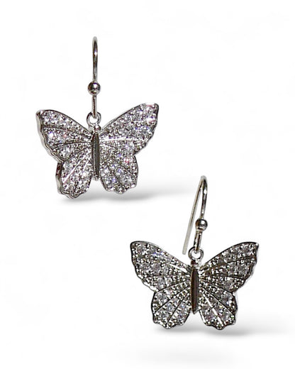 Pavé Butterfly Drop Earrings