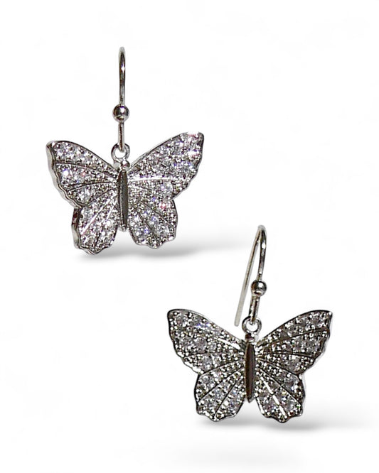 Pavé Butterfly Drop Earrings