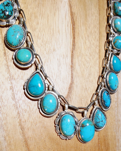 NEW Turquoise and Sterling Silver Charms Necklace