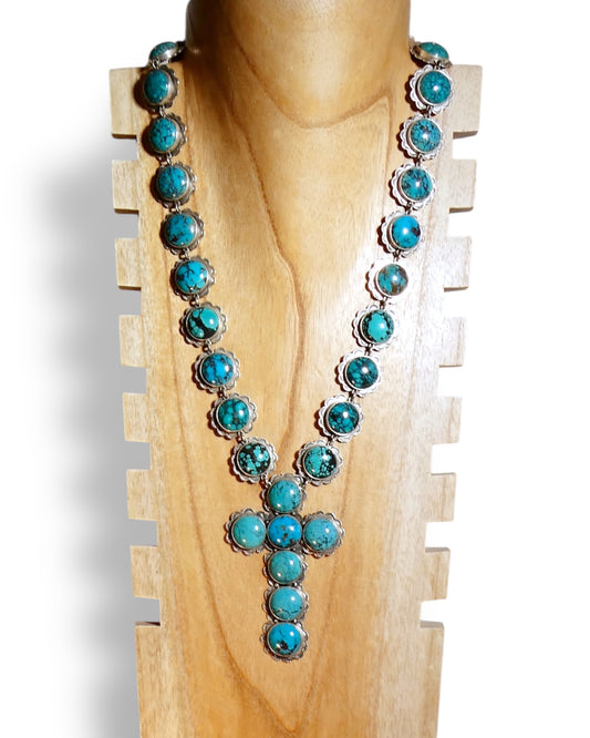 NEW Sterling Silver 925 and Turquoise Cross Necklace