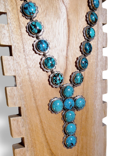 NEW Sterling Silver 925 and Turquoise Cross Necklace