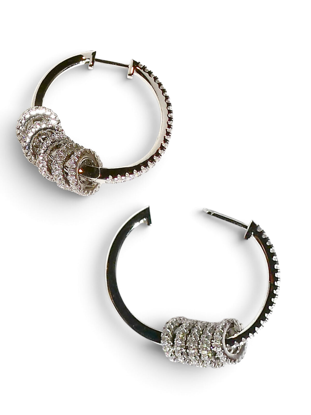 Stacked Rondelle Crystal Hoop Earrings