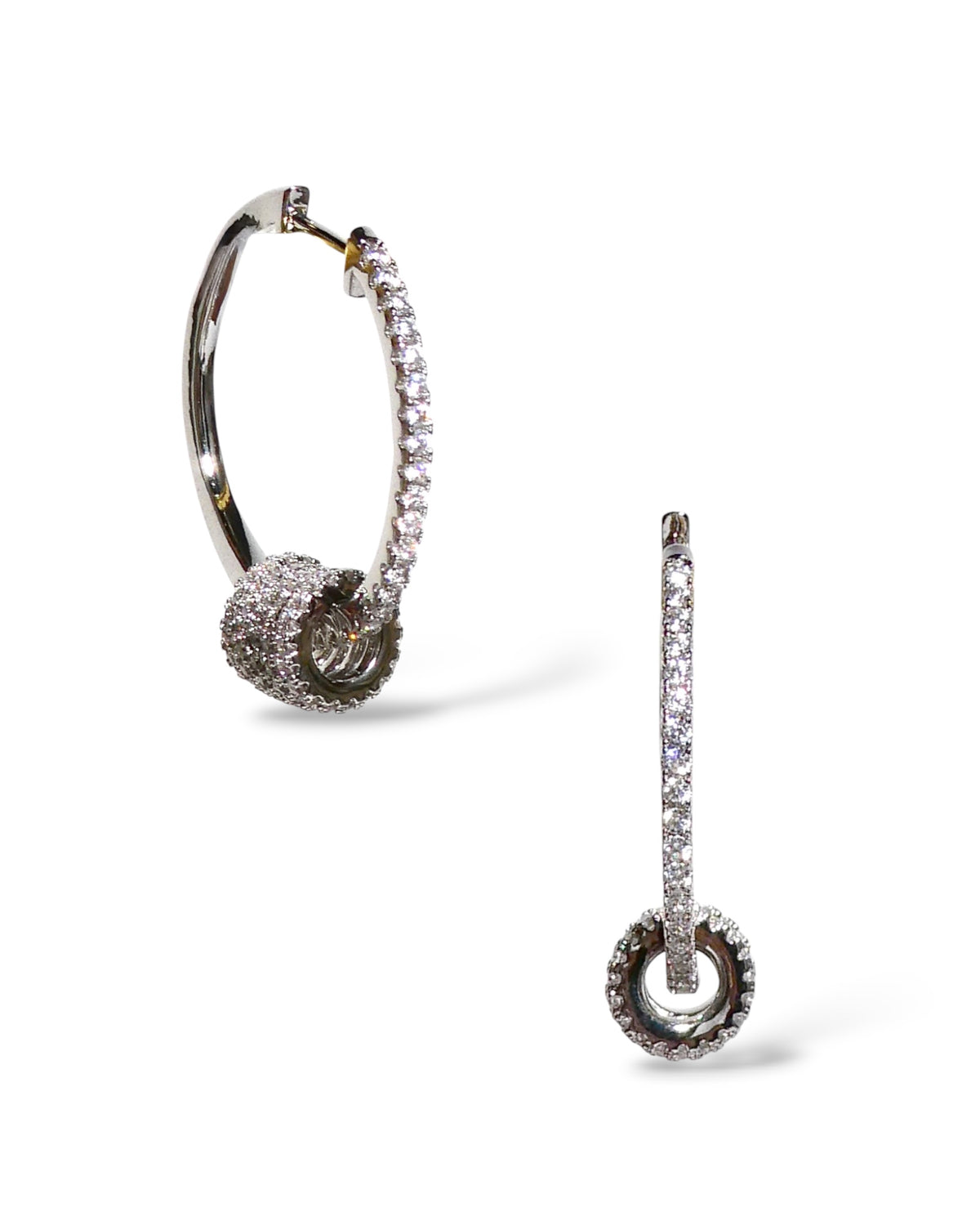 Stacked Rondelle Crystal Hoop Earrings