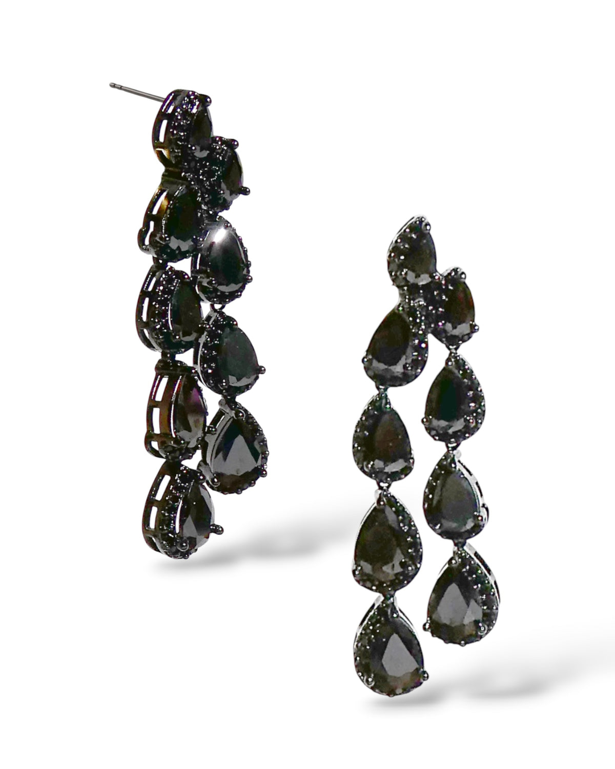 Black Crystal Cascade Earrings