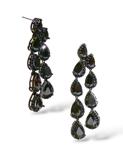 Black Crystal Cascade Earrings