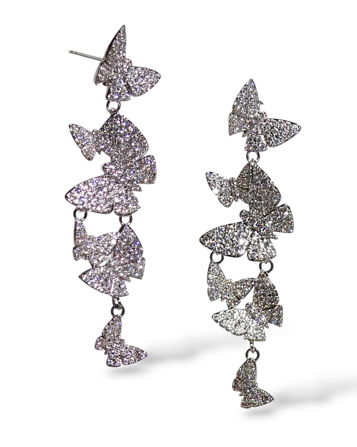 Flutter Crystal Butterfly Drop Earrings