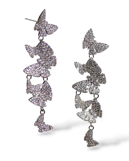 Flutter Crystal Butterfly Drop Earrings