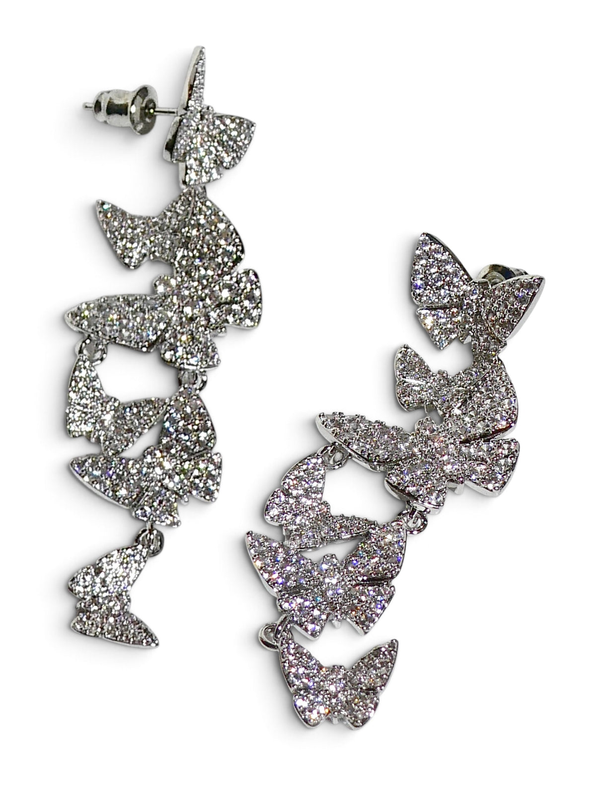 Flutter Crystal Butterfly Drop Earrings