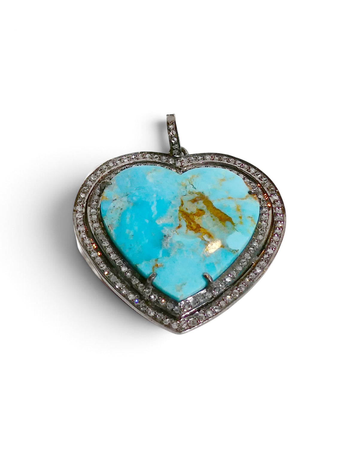 Turquoise Heart Double Halo Pendant