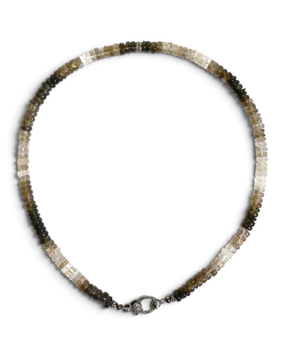 Neutral Ombré Beaded Necklace with Pavé Clasp