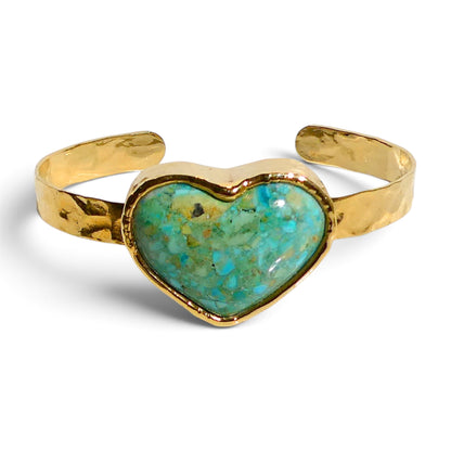Turquoise Heart Textured Cuff Bracelet