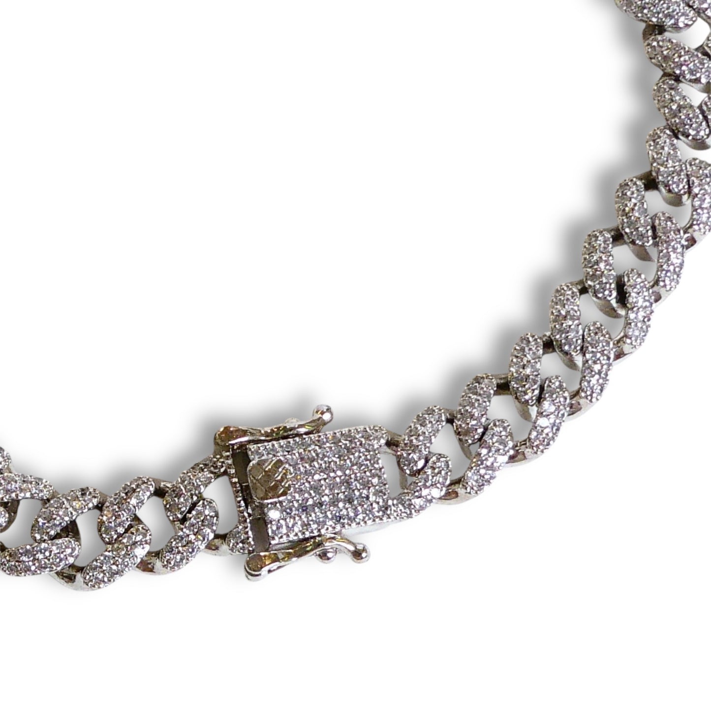 NEW Men’s Pavé Crystal Sterling Silver over Brass Cuban Chain Bracelet