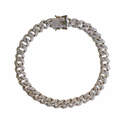 NEW Men’s Pavé Crystal Sterling Silver over Brass Cuban Chain Bracelet