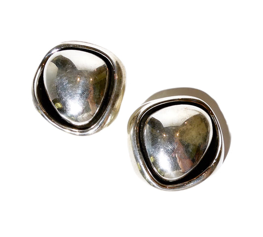Clip-On Sterling Silver Abstract Earrings