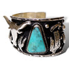 Sterling Silver Longhorn and Natural Turquoise Cuff
