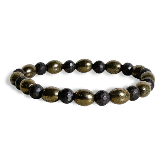 NEW Men’s Pyrite and Black Onyx Beaded Bracelet