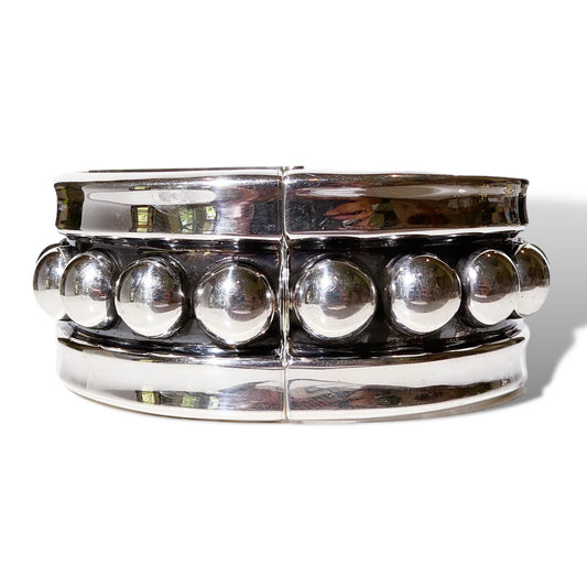 Sterling Silver Ball Hinged Cuff