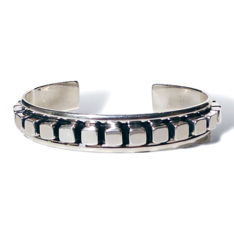 Thin Studded Sterling Silver Cuff