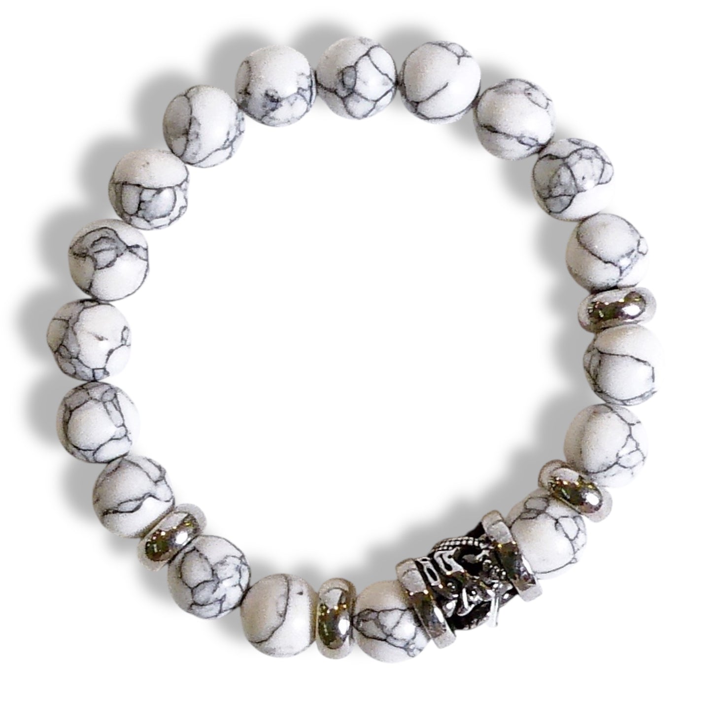 NEW Men’s Natural Howlite Bracelet with Navajo Centerpiece