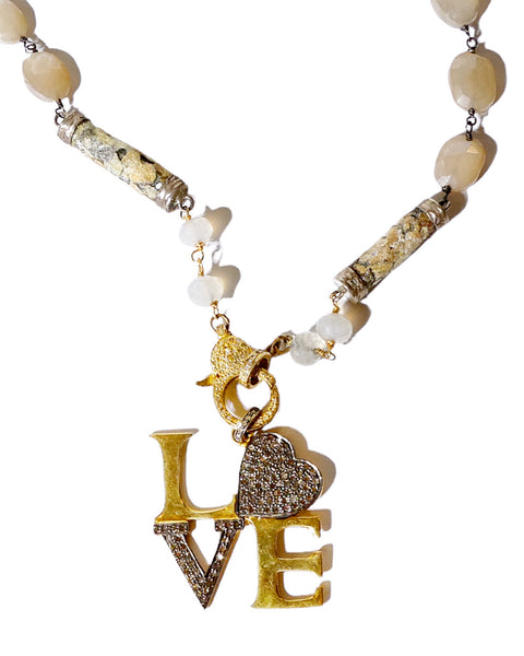 Diamond and Gold Love Heart Pendant Necklace