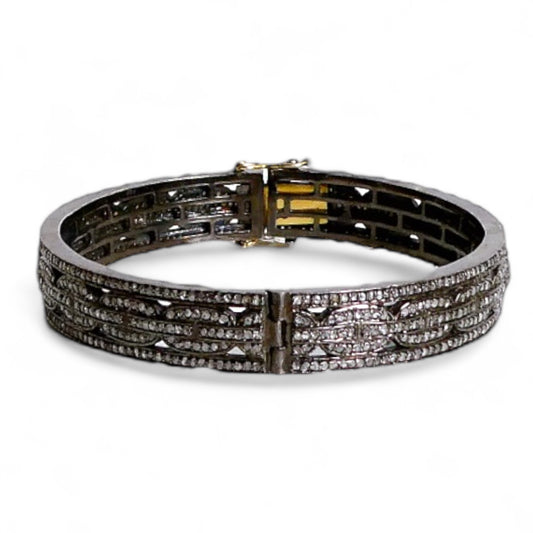 NEW Black Diamond Link Pattern Cuff Bracelet