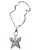 Beautiful XL Sterling Silver Multi-Color Butterfly Pendant