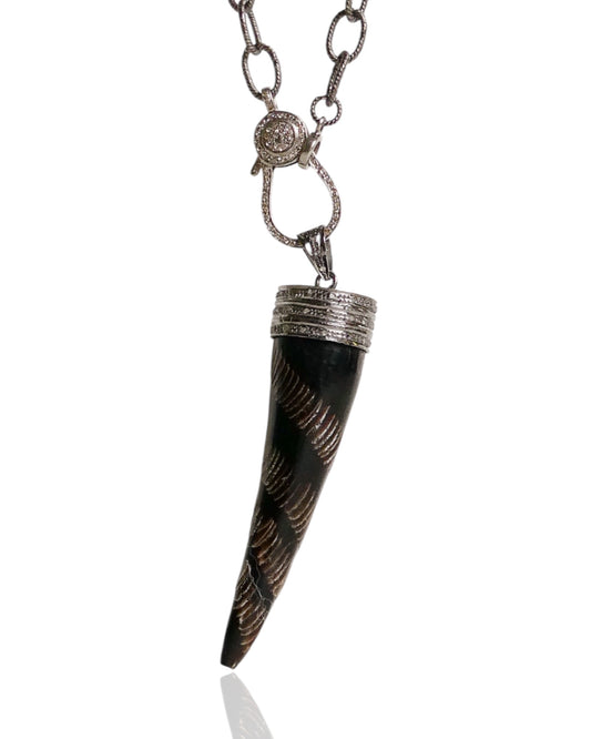 NEW Men’s Horn and Black Diamond Pendant