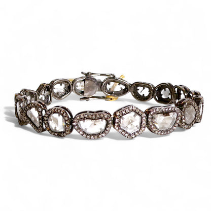 NEW Sliced Diamond Bracelet with Pavé Black Diamond Bezels